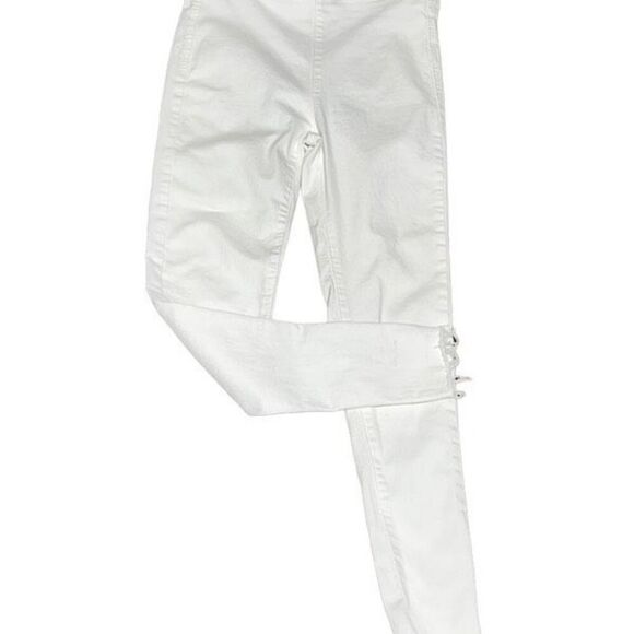 Free People White Cropped High Rise Skinny Raw Hem Ankle Pants Size 26 - Picture 1 of 3